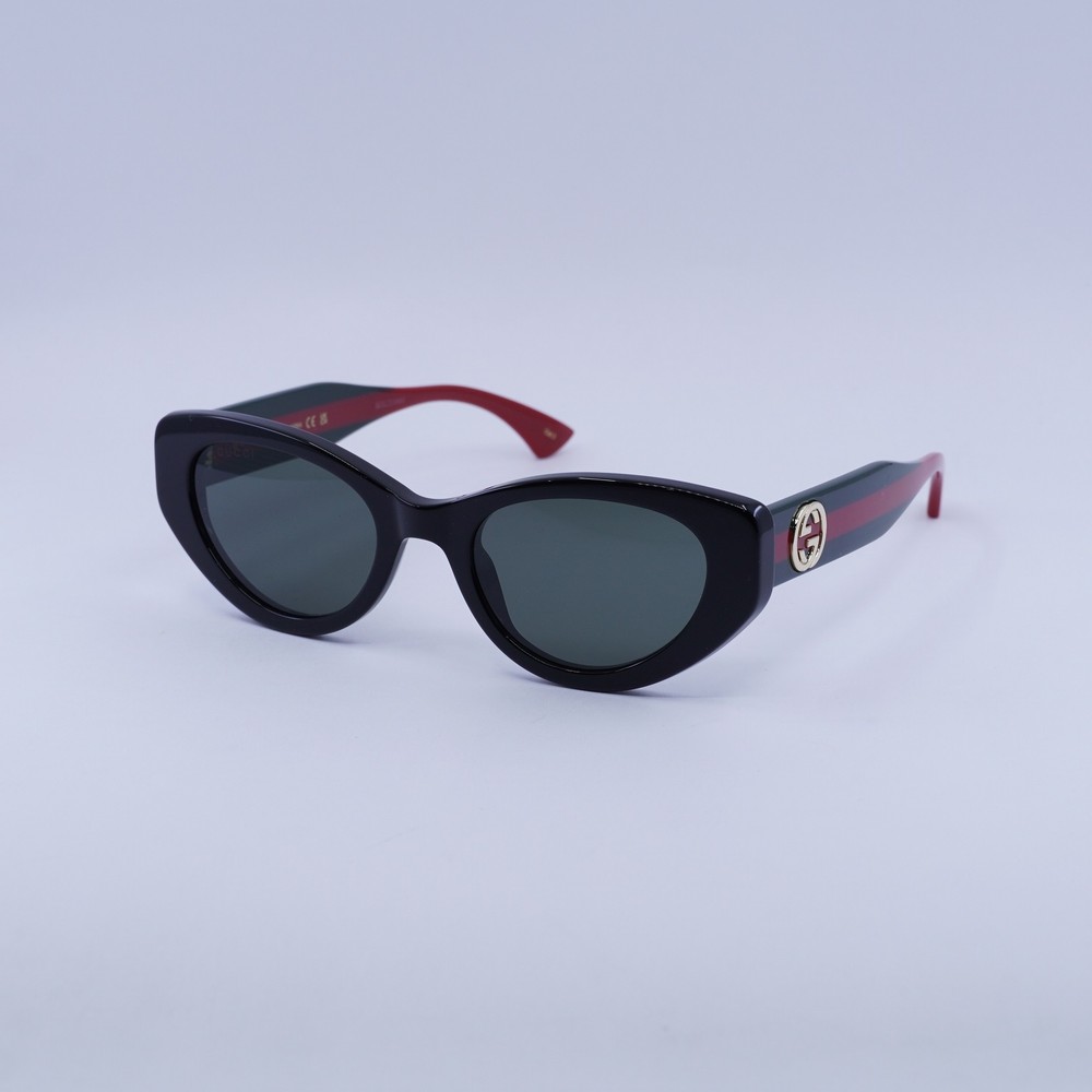 Gucci GG1862S 001 Shiny Black/Green/Red/Grey 52-21-145 Sunglasses New Authentic