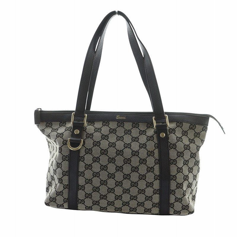 GUCCI GG Canvas Leather Tote Bag in Brown with Logo 272399 GY18 MQ OH