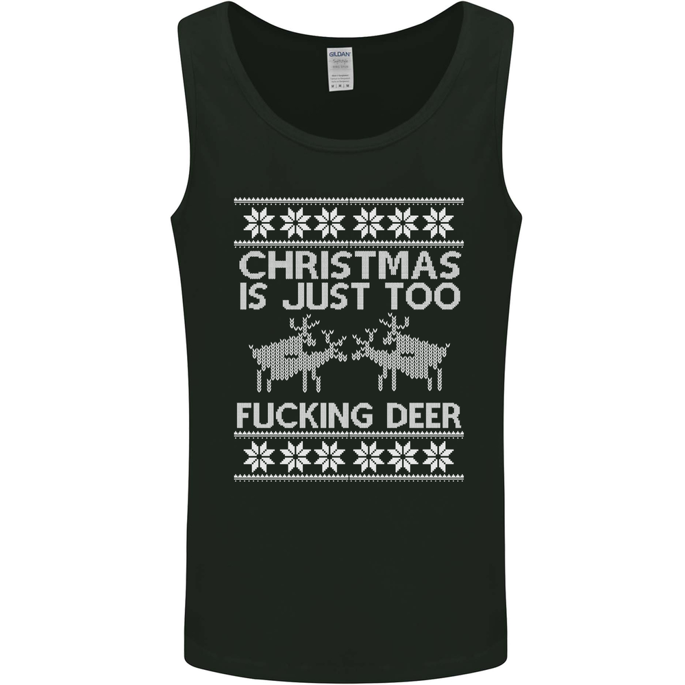 Christmas Is Just Too F#cking Deer Funny Mens Vest Tank Top