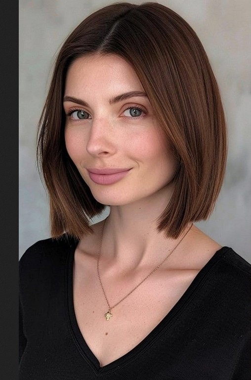 Dark Brown Straight Bob 100% Human Hair 13x4 Lace Front Wigs for Women Party