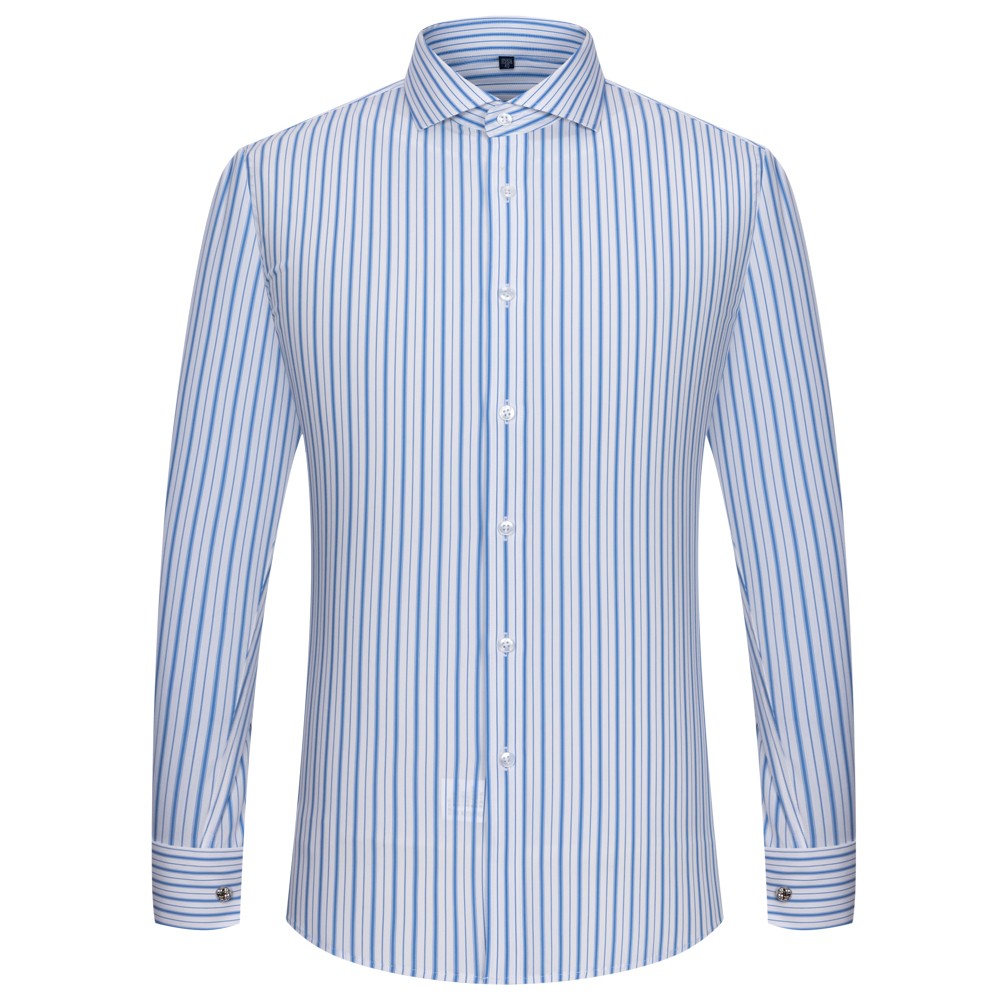Men's Windsor Collar Striped French Cuff Tuxedo Dress Shirt Includes Cufflinks