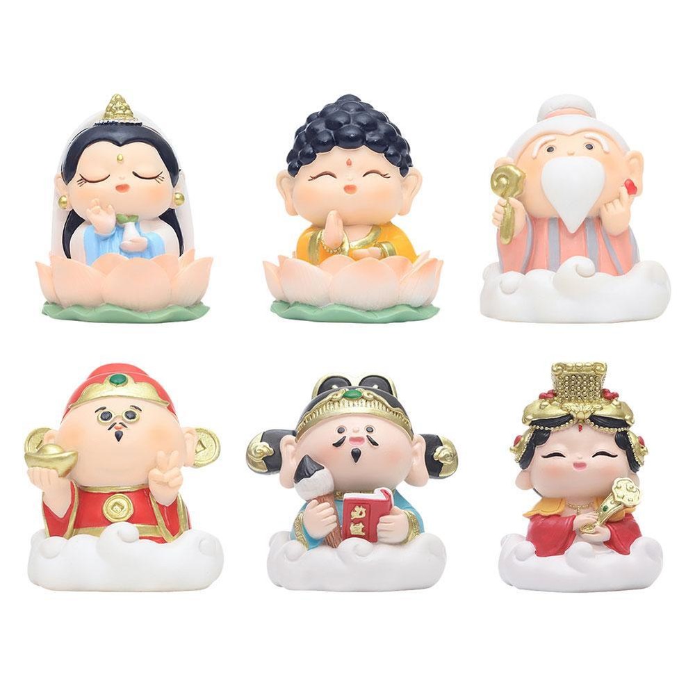 Cartoon God of Wealth Mascot Home Desktop Resin Figurines Decor Car Ornamen GX