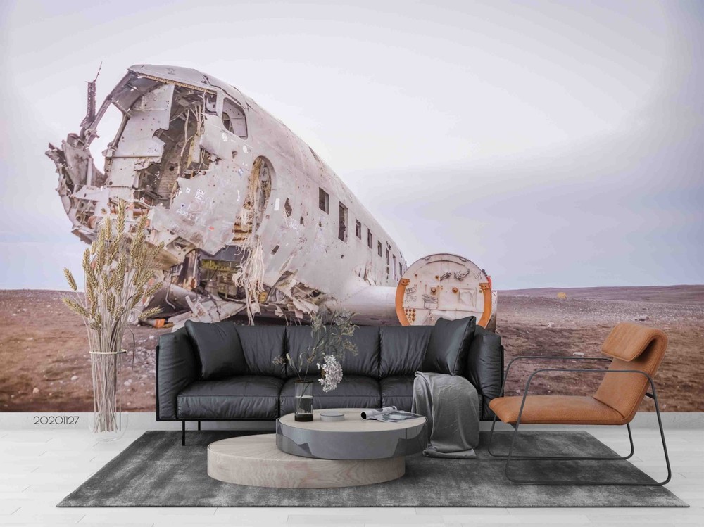 3D Airplane Wreckage Wall Murals Wallpaper Murals Wall Sticker