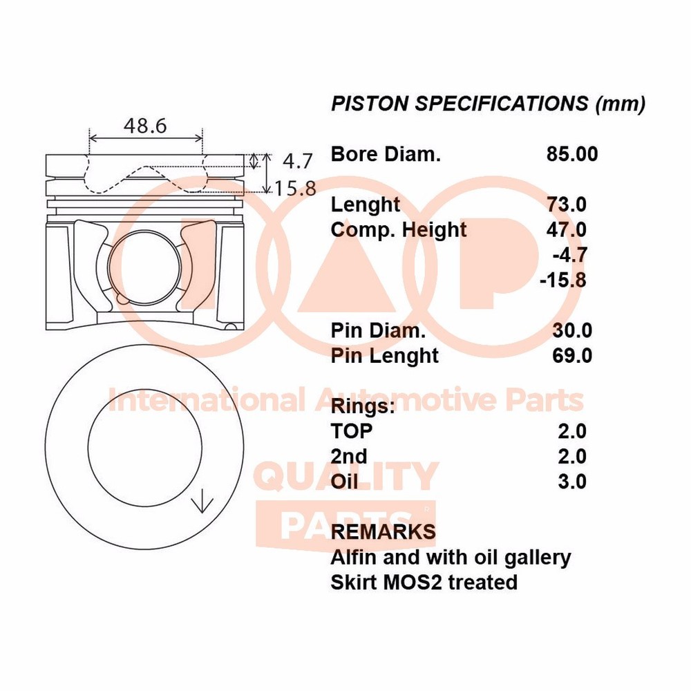 IAP QUALITY PARTS Complete Piston Series 100-06062 for Honda-Standard
