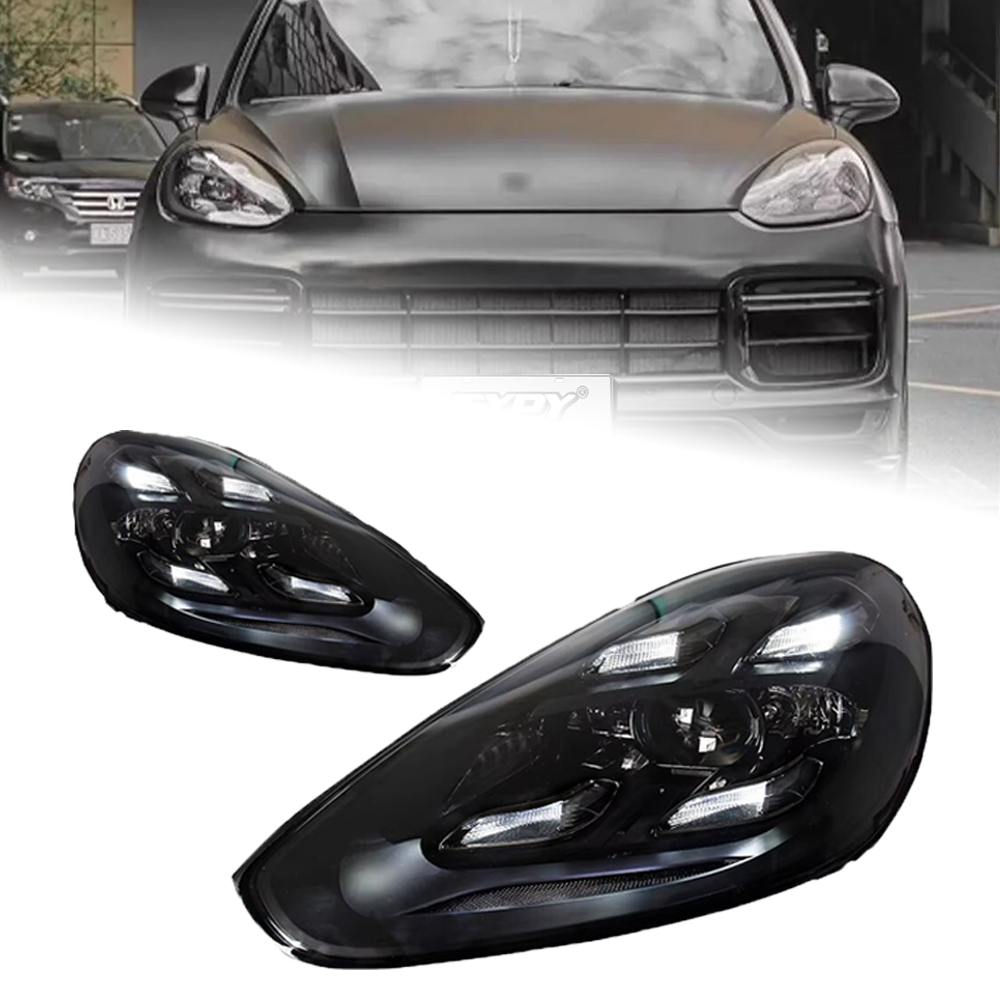 For Porsche Cayenne 2011-2018 Animation Front Lamps Pair LED Headlight Assembly