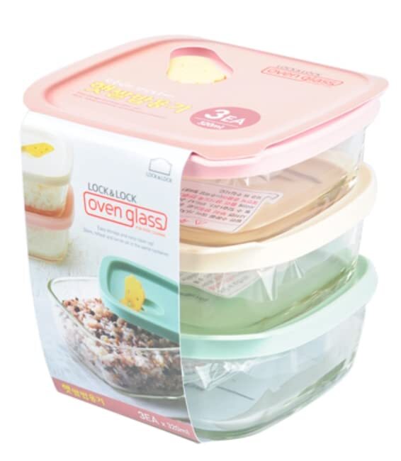 Lock&Lock Oven GLass Cooked Rice Storage Container for Freezer pastel color S...