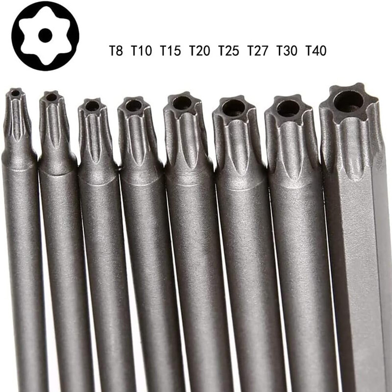8pcs 1/4 Inch Torx Screwdriver Bit Set Hex Security Magnetic Extra Long 100mm