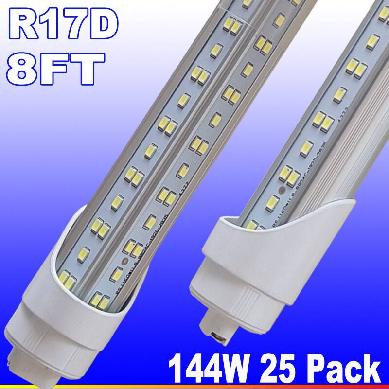 25Pack T8 8Ft Rotatable R17D HO Led Tube Light Bulbs 144W Led Shop Light 6500K
