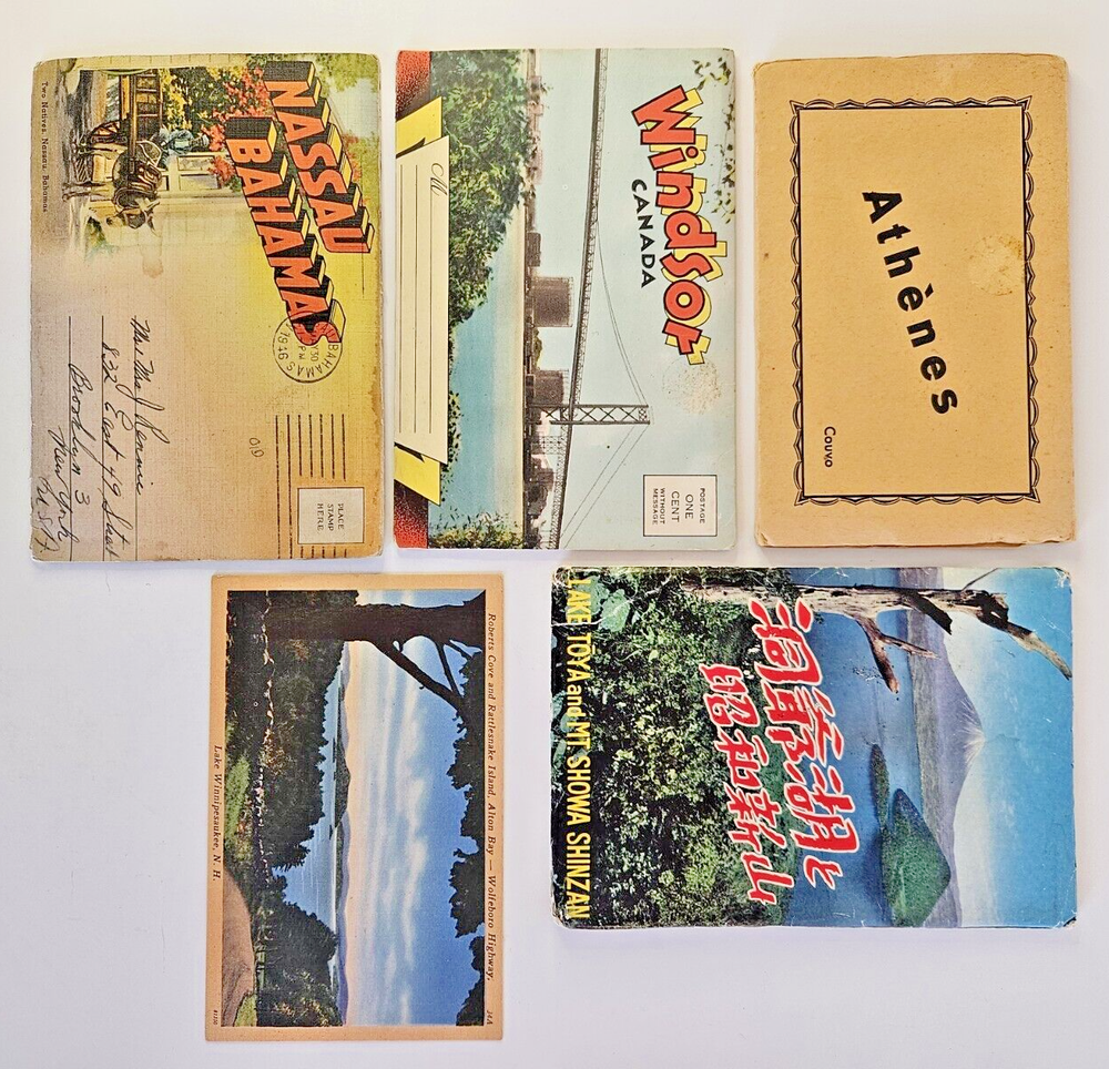 1940's-70's Vintage Postcard Booklets Japan Athens Windsor Nassau Mostly Unused