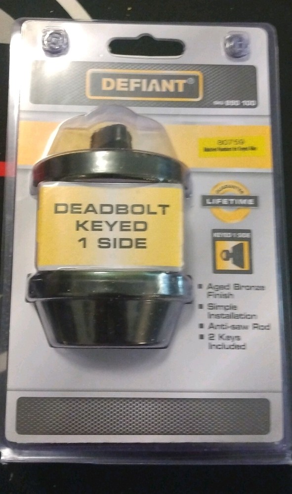 Defiant Aged Bronze Single-Sided Deadbolt Lock Brand New