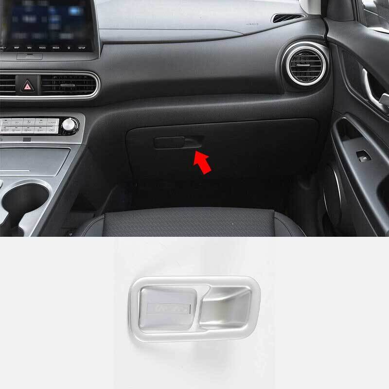 Matte Silver Co-Pilot Storage Box Handle Cover For Hyundai Kona Encino 2018-2023