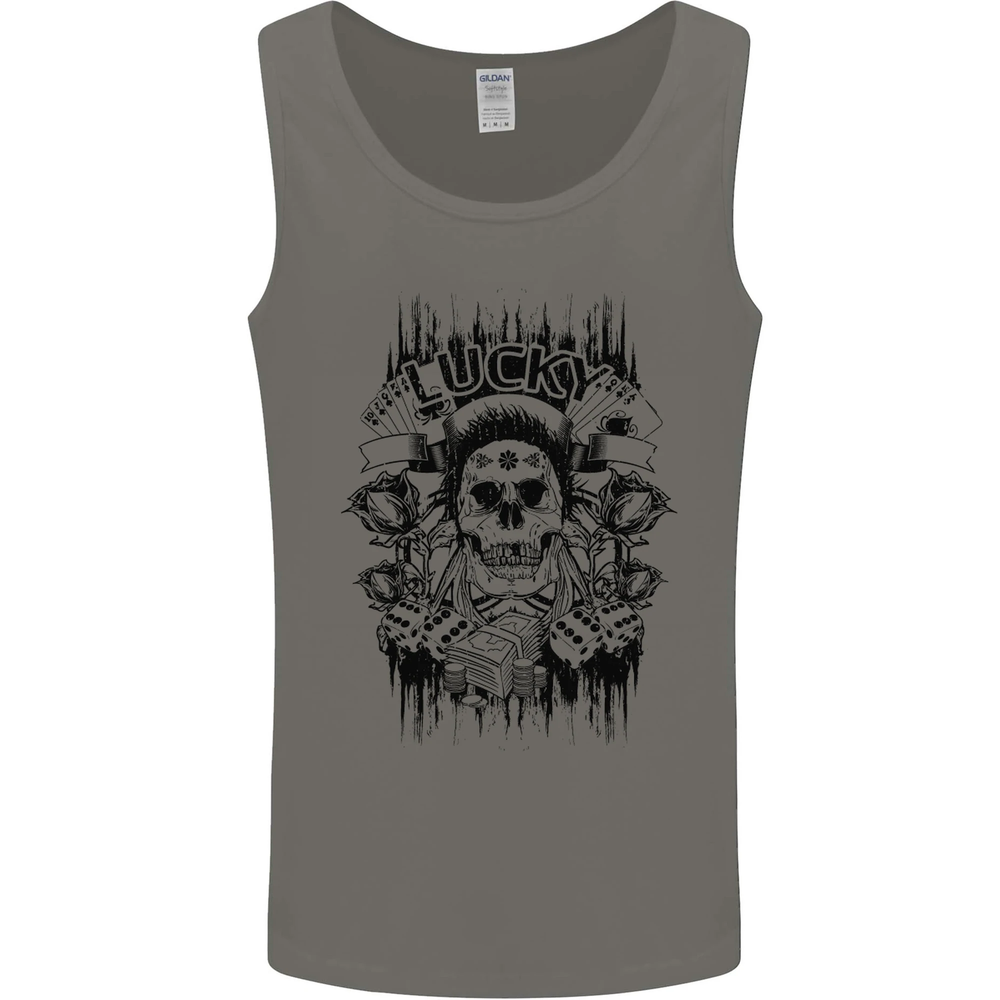 Lucky Dice Skull Motorbike Biker Motorcycle Mens Vest Tank Top