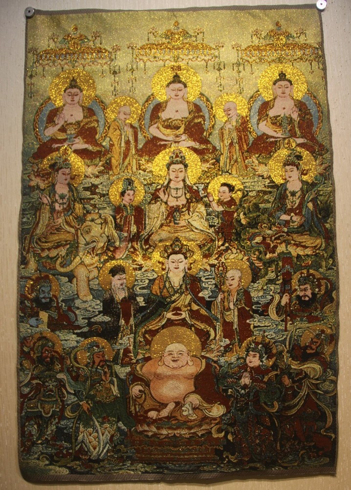 Nice Chinese Tibetan Buddhist embroidery Brocade Tapis Thangka Tangka Buddhas