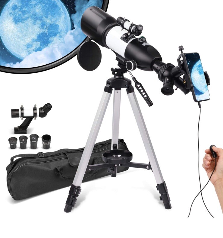 Telescope for Adults Beginners, 3 Rotatable Eyepieces 80mm Aperture HD