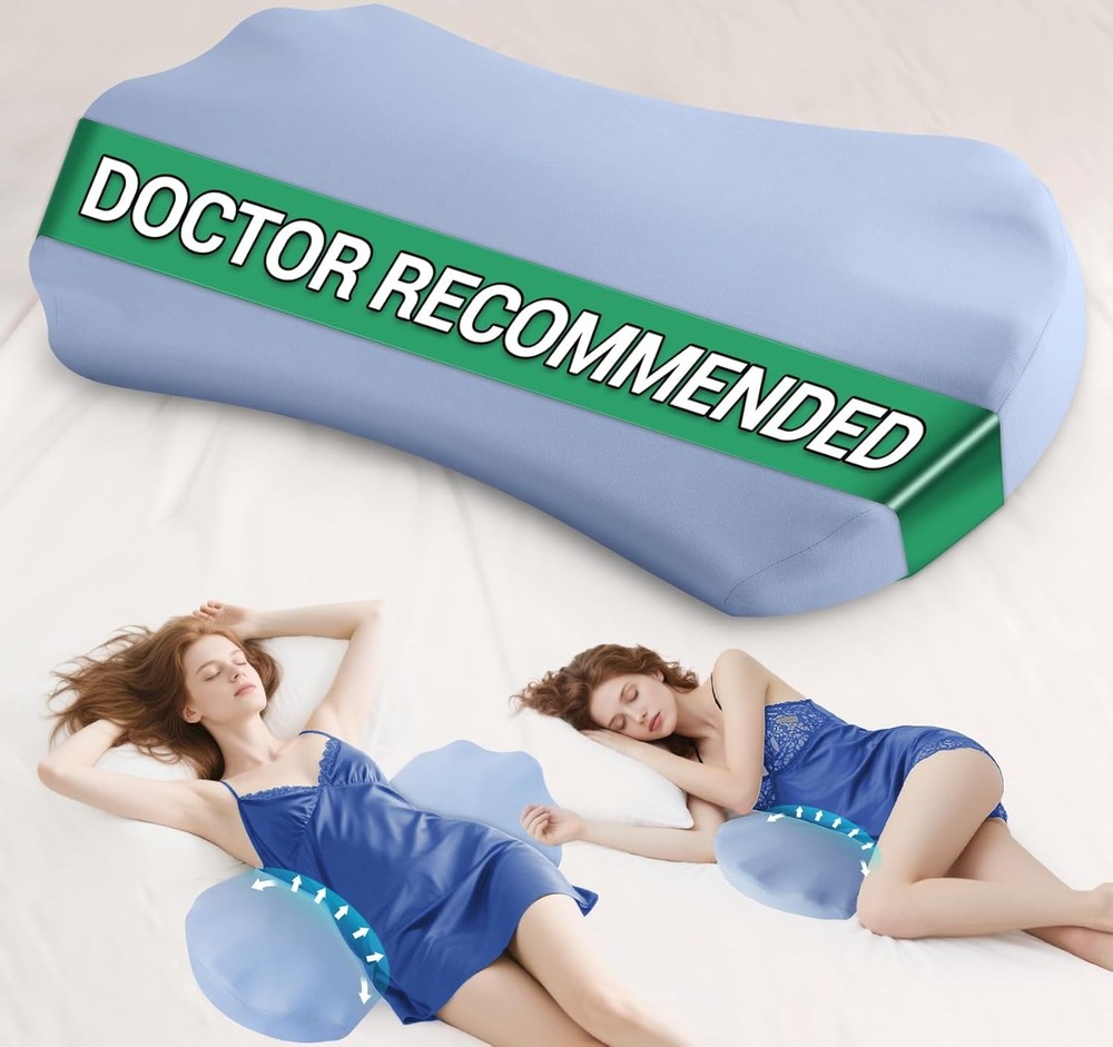 Lumbar Support Pillow for Sleeping – Memory Foam Lower Back Pillow for Bed
