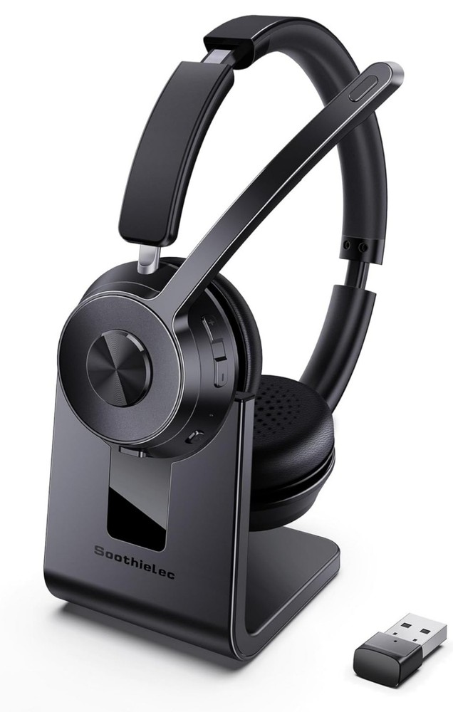 Soothielec Wireless Bluetooth Noise Cancelling Headset KH53, Type C Charging Inc