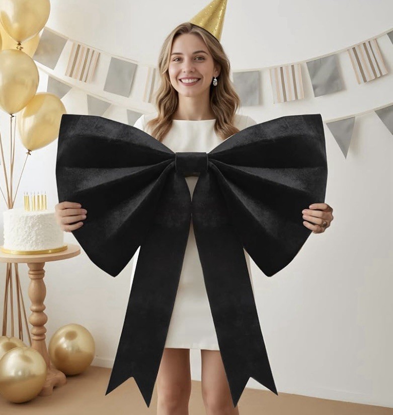 BlackBow Coquette Birthday Decorations: Velvet Big Bow Party Themed Backdrop 30