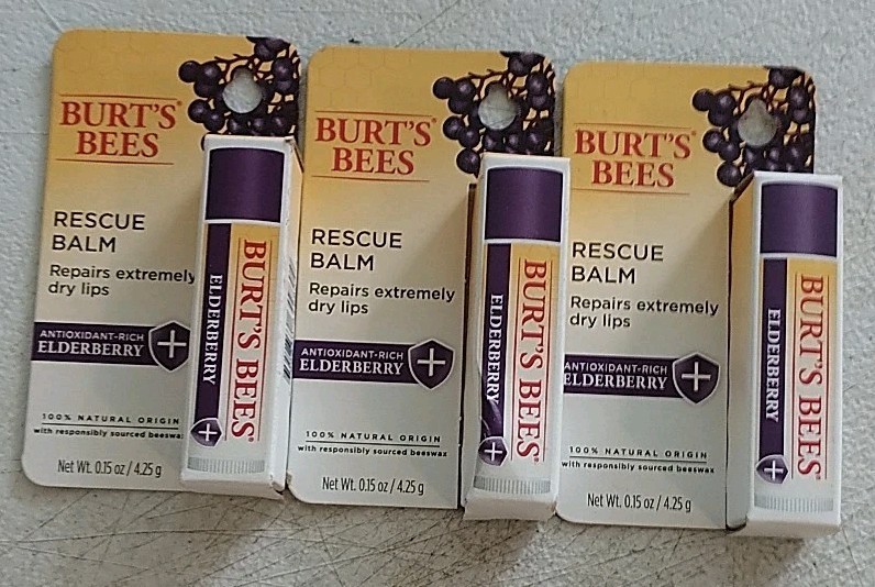 Burt's Bees Elderberry Rescue Lip Balm 3-Pack for Dry Lips