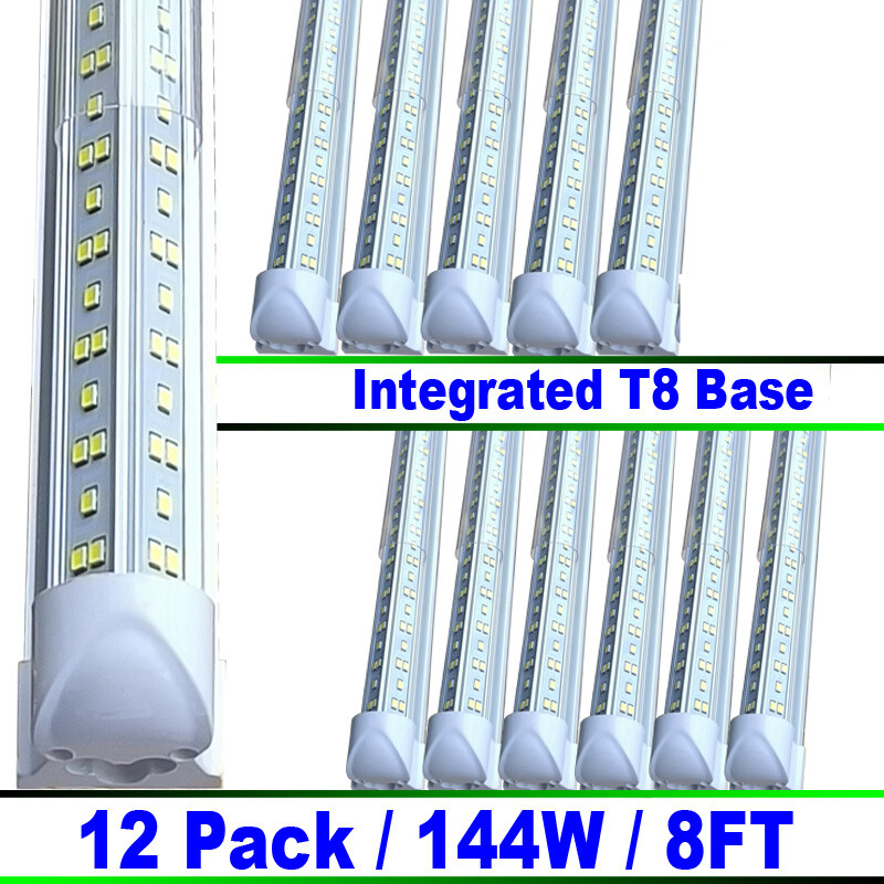 12PcS 8 Foot LED Shop Lights 144W Fixture 8Ft T8 LED Tube Light 8' Garage Light