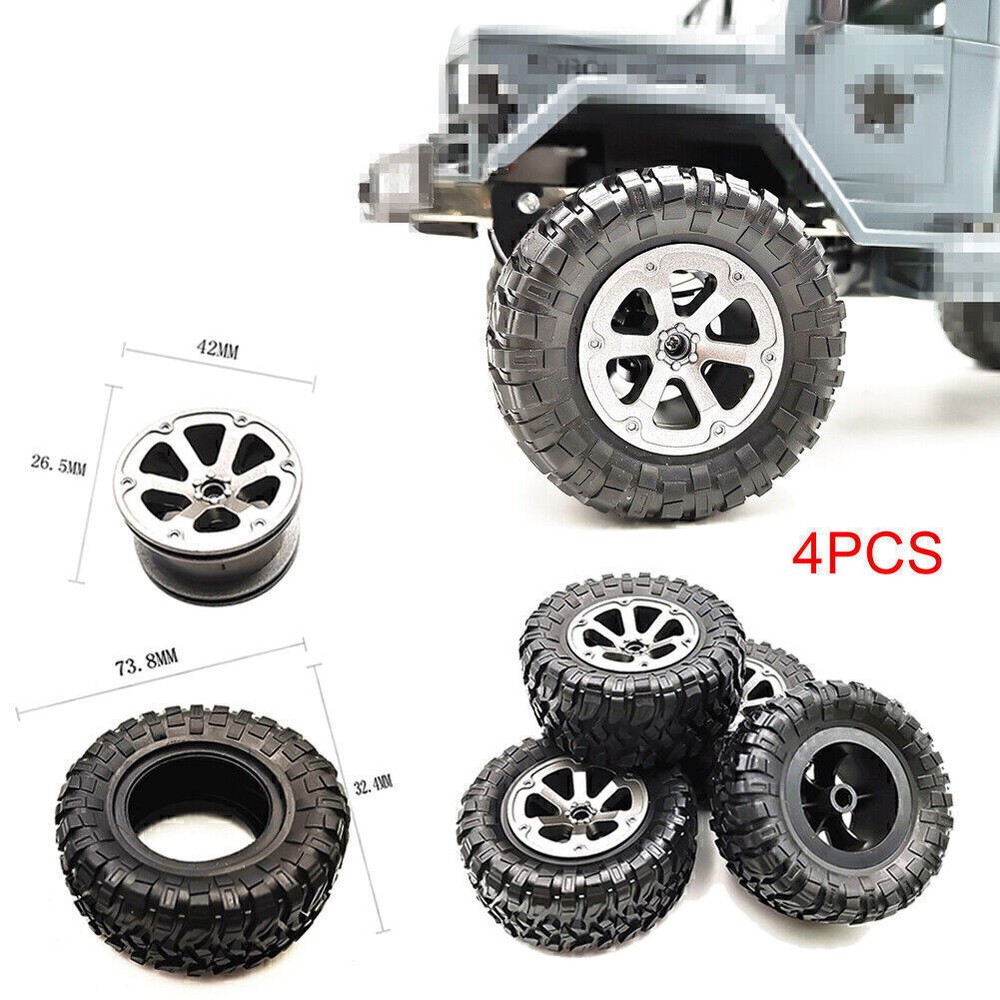 4Pcs Upgrade Rubber Tire Wheels Tyre Parts For WPL B14 C24 1/16 RC Car Truck