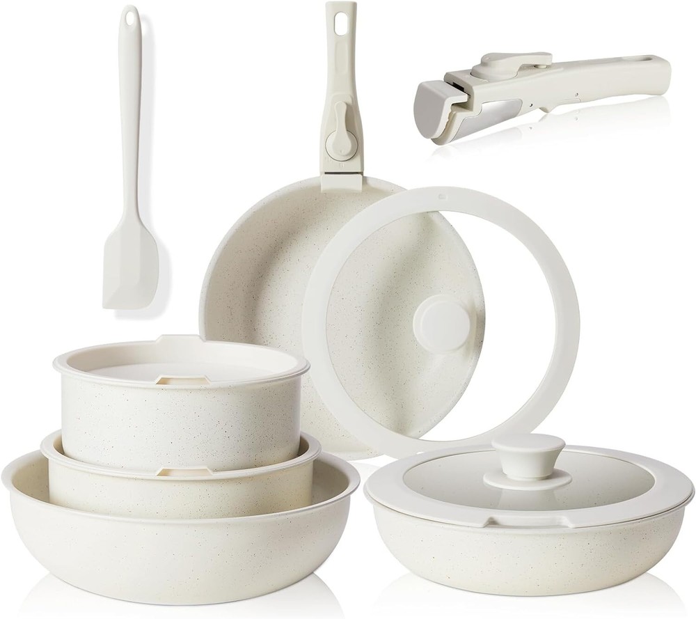 12 Pcs Pots and Pans Set Nonstick - Kitchen Cookware Set with Detachable