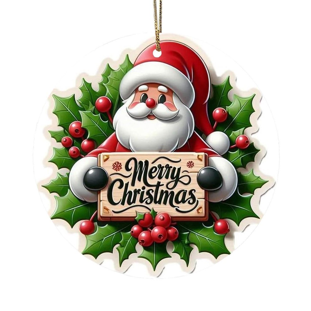 Merry Christmas Santa Claus Ornament - Festive Home Decor - Holiday Gift Idea