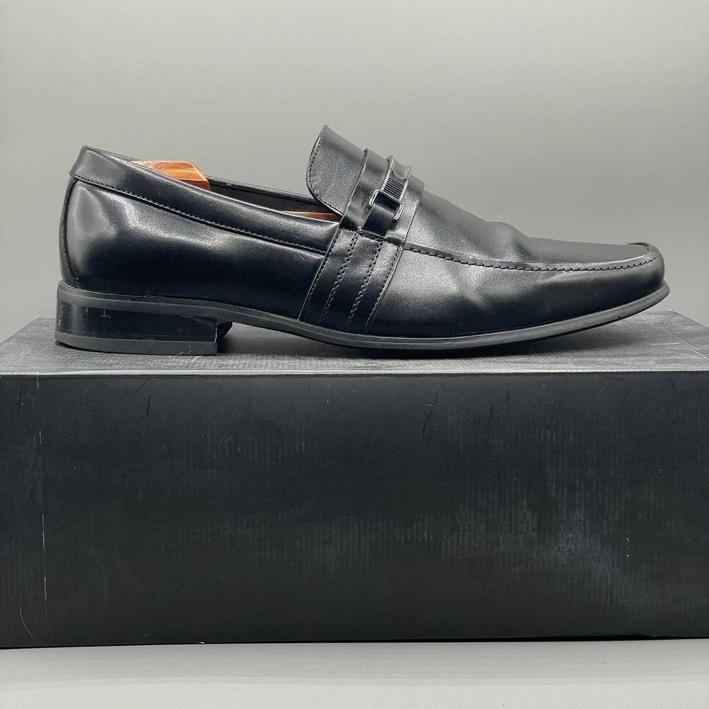 ALFANI Mens Dress Shoes Clicker Black Leather Loafer Slip-On Size 9 M