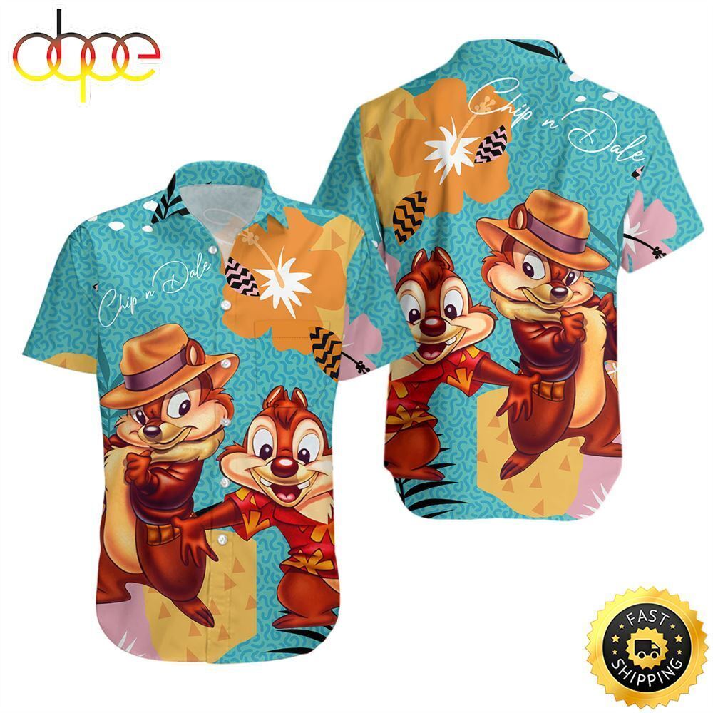 Chip N Dale Green Orange Brown Patterns Disney 3D HAWAII SHIRT Mother Day Gift