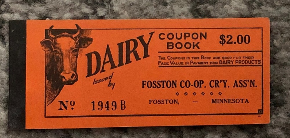 Milk Coupon Booklet Minnesota Vintage Original 1950 Cow Dairy Farm Fosston Co-Op-image