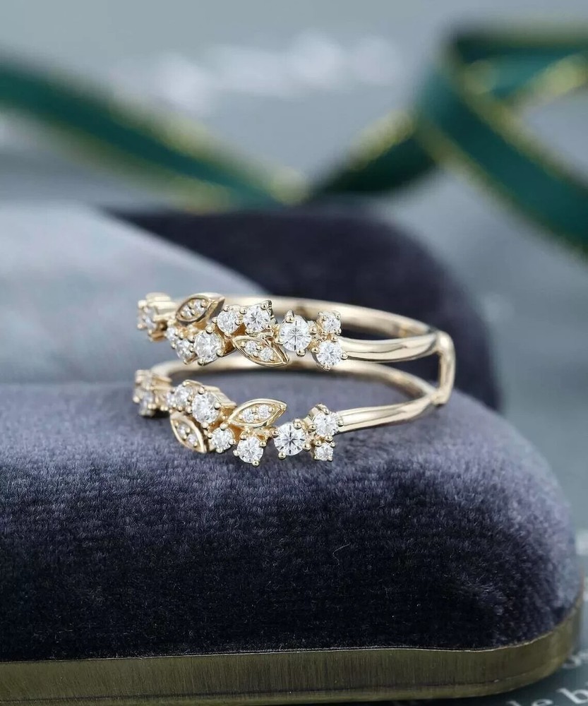 1.50Ct Lab-Created Cut Diamond Wrap Enhancer Engagement Ring 14K Yellow Gold Fn