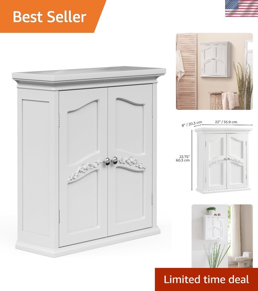 Versailles 22x24 Inch 2-Door Wall Cabinet Removable with Interior Storage