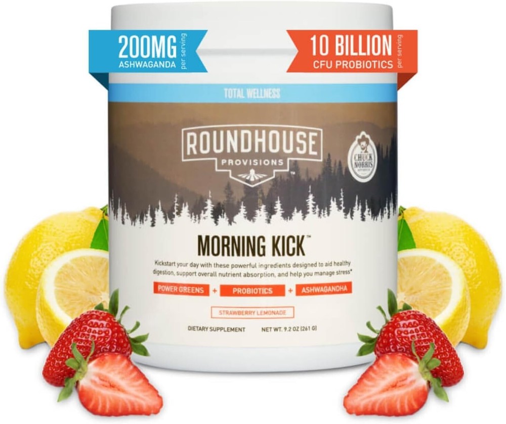 Morning Kick Greens Superfood Powder Supplement with Ashwaganda, 30 Servings