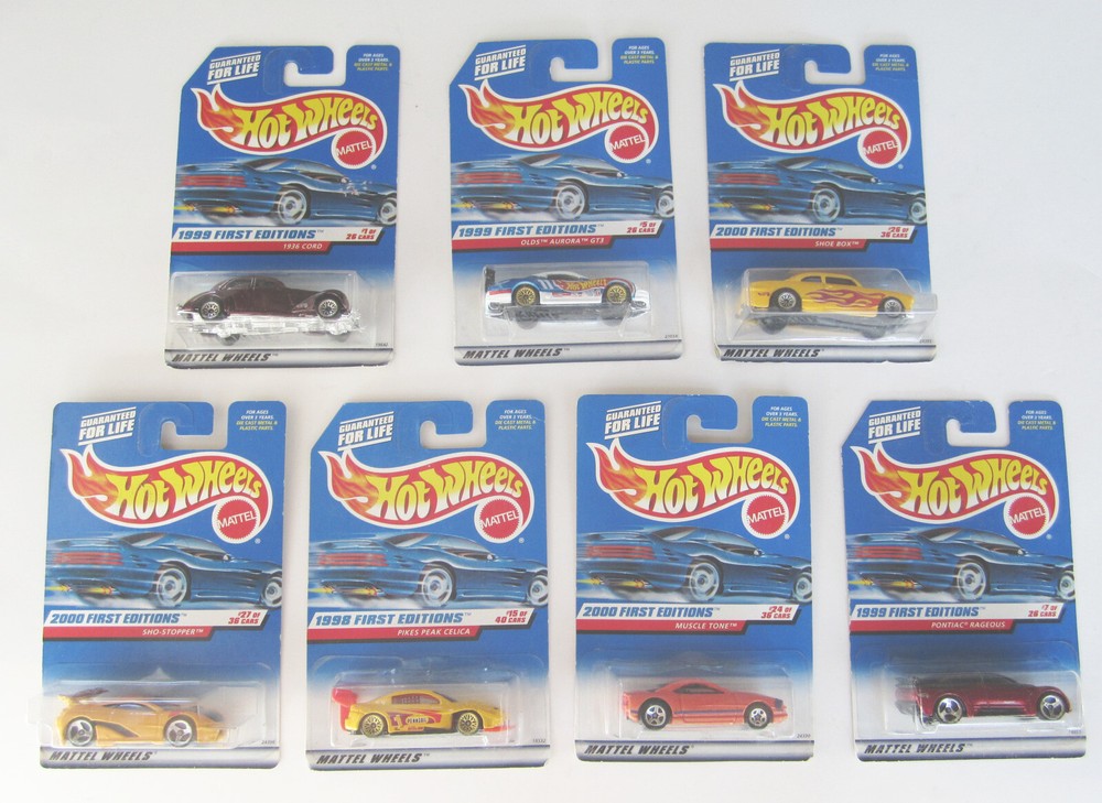 Lot of 7 Hot Wheels First Edition Variants 1998-2000 1936 Cord Shoe Box NEW MOC