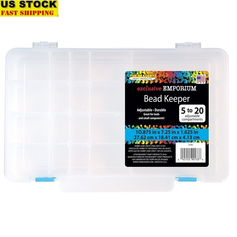 Clear Plastic Bead Organizer Box with 5-20 Compartments for Craft Storage