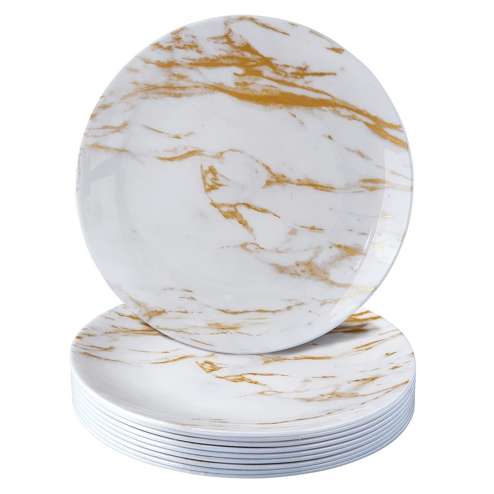 GOLD MARBLE DESIGN PLATES | Elegant Disposable Salad Plates | Carrara Marble ...