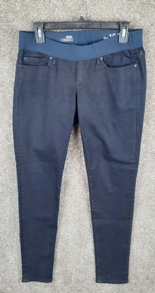 Gap Denim Maternity Legging Jean Womens 28/6R Dark Blue Metallic Denim Pockets