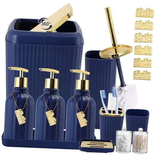 17PCS Bathroom Accessory Set Bathroom Set Bathroom Bath Set Navy Blue