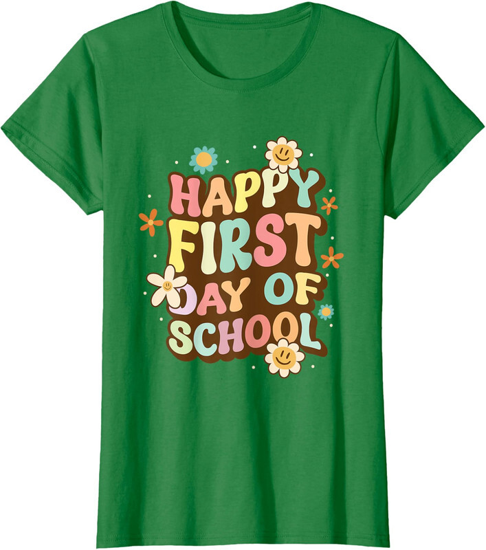 Back To School teacher toddler Happy First Day Ladies' Crewneck T-Shirt-image