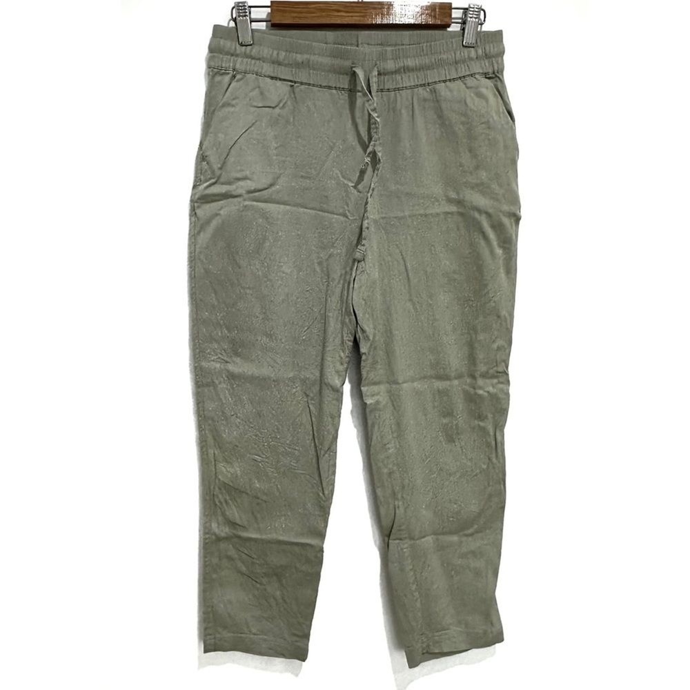 32 Degrees Cool Linen Drawstring Pants, S, Light Sage Green