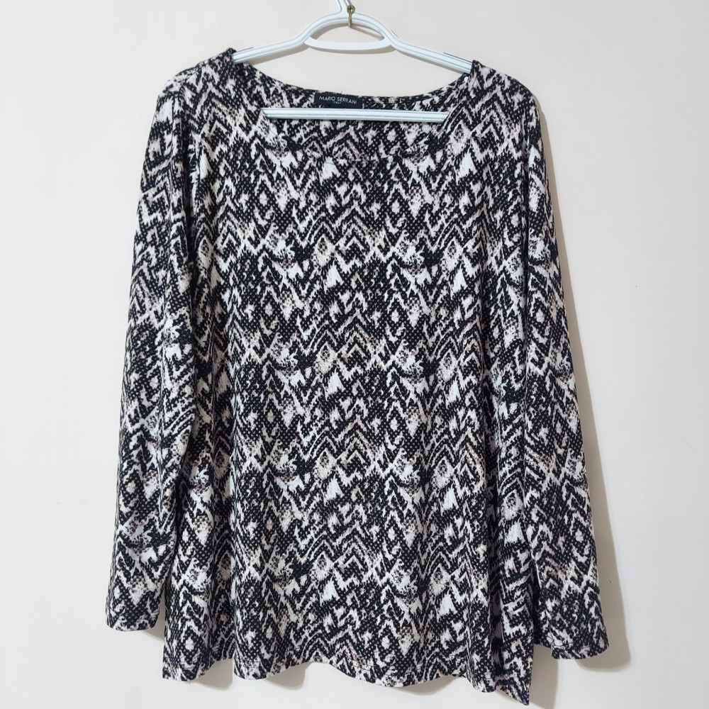 Mario Serrani Italy Women's Long-sleeve Animal Print Top Stretch Size XL