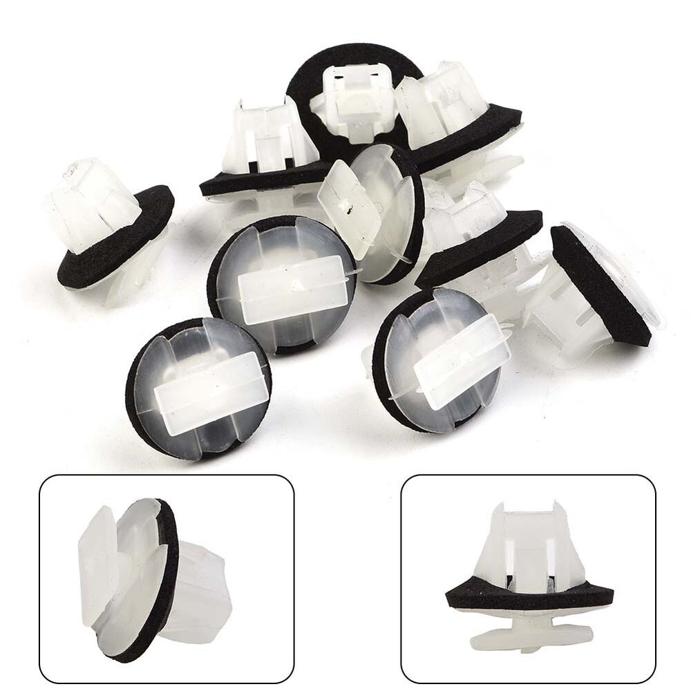 For Car Sill Moulding Side Skirt Trim Clips White and Black (Pack of 10)