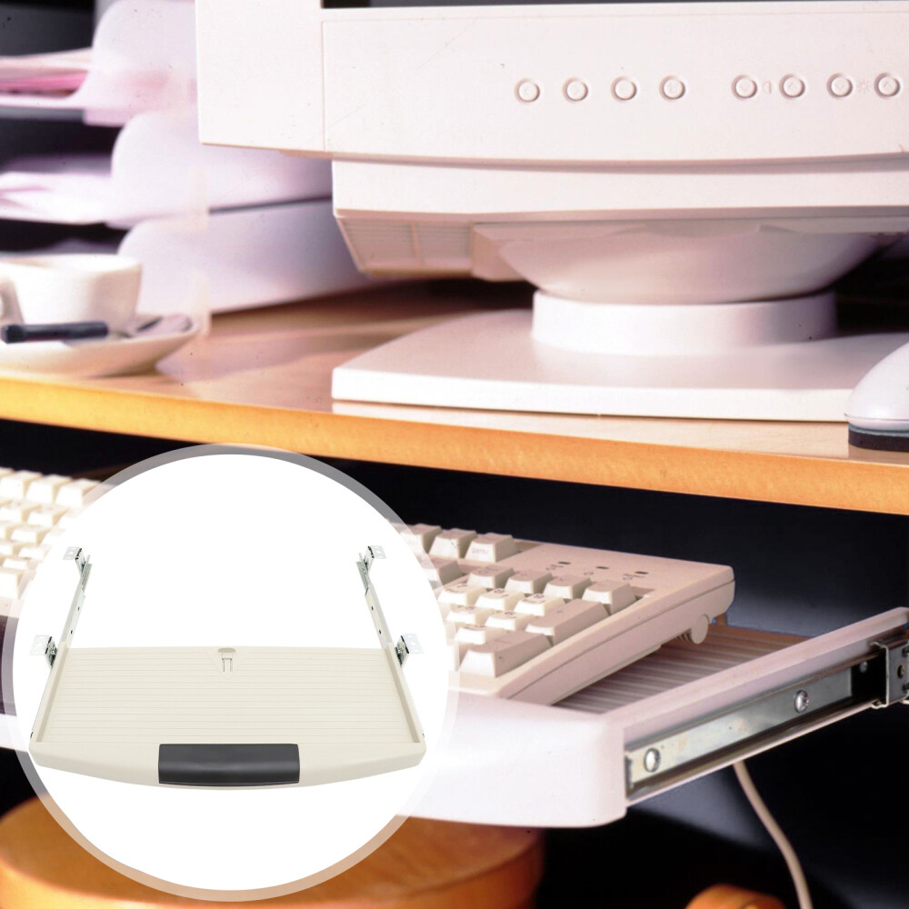 Under Desk Slide-Out Keyboard Tray Office Computer Storage Drawer Case