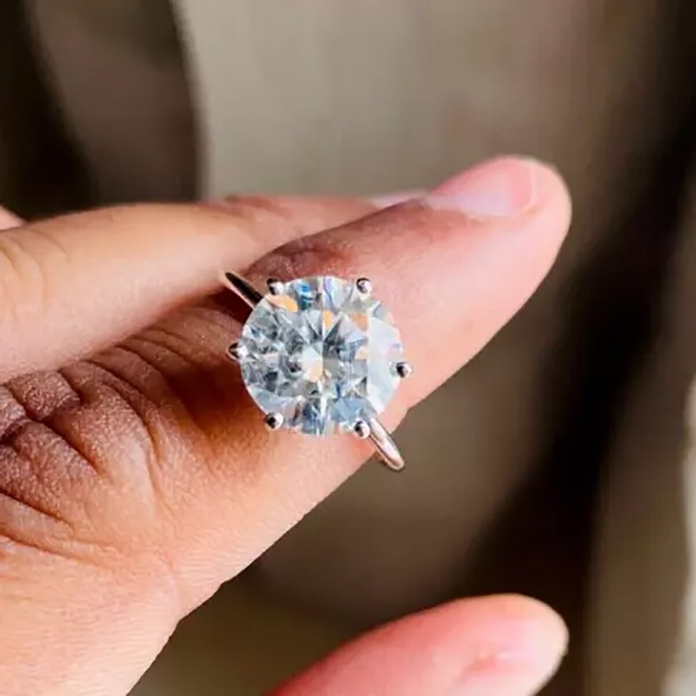 Certified 5.00 Ct. Round Cut White Round Diamond Solitaire Ring in 925 Silver