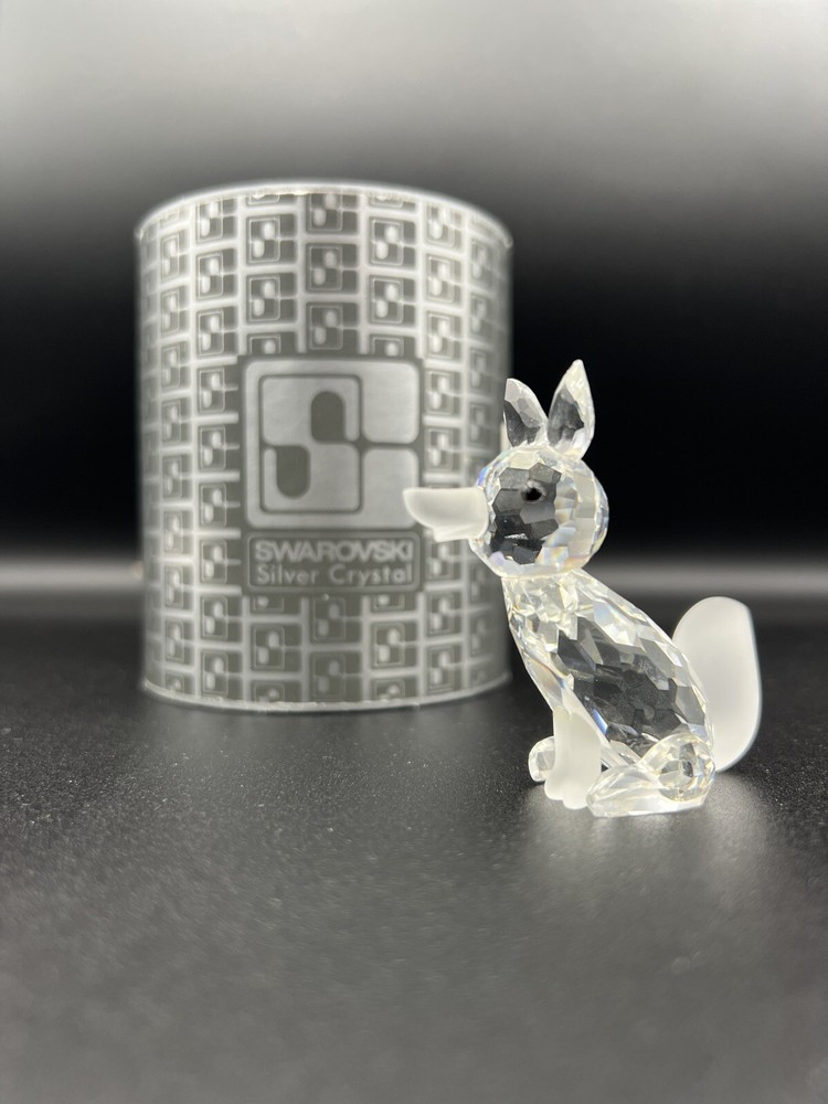 Vintage Swarovski Crystal Mini Sitting Fox Figurine in Original Box