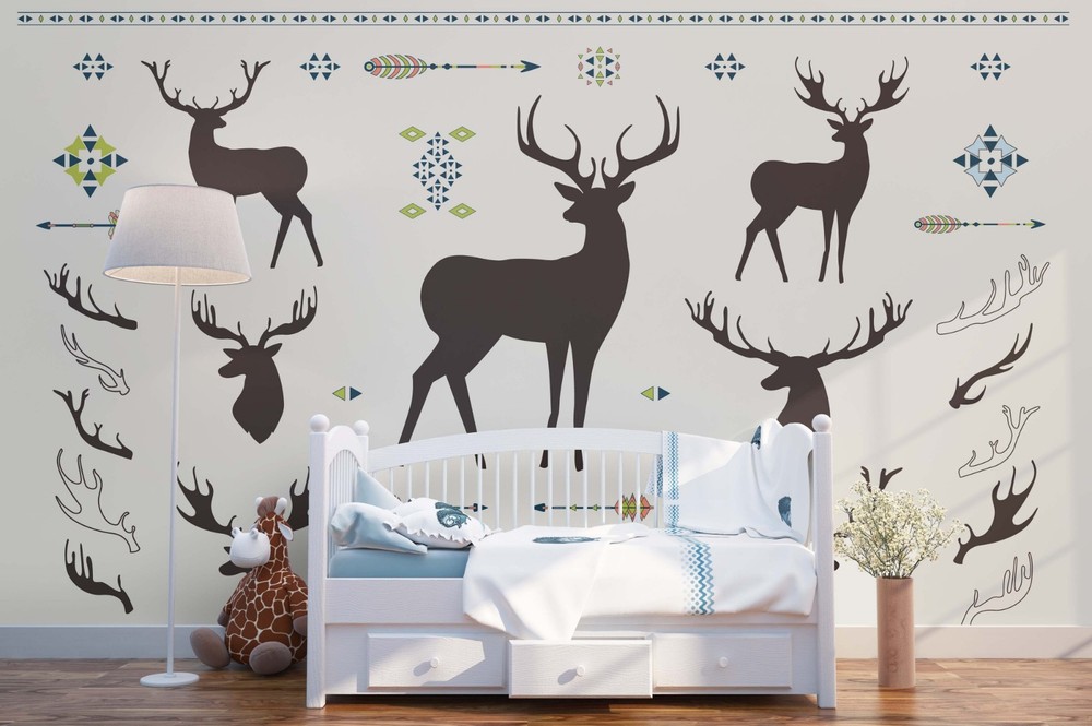 3D Deer Theme Illustration Wall Murals Wallpaper Murals Wall Sticker