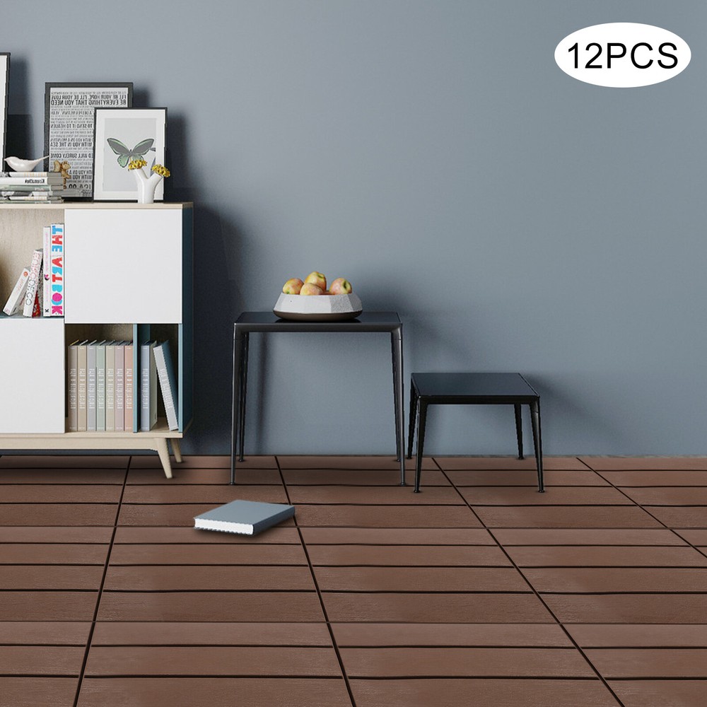 12-Pack Weatherproof Interlocking Deck Tiles Floor Tile 30*30cm Balcony Flooring