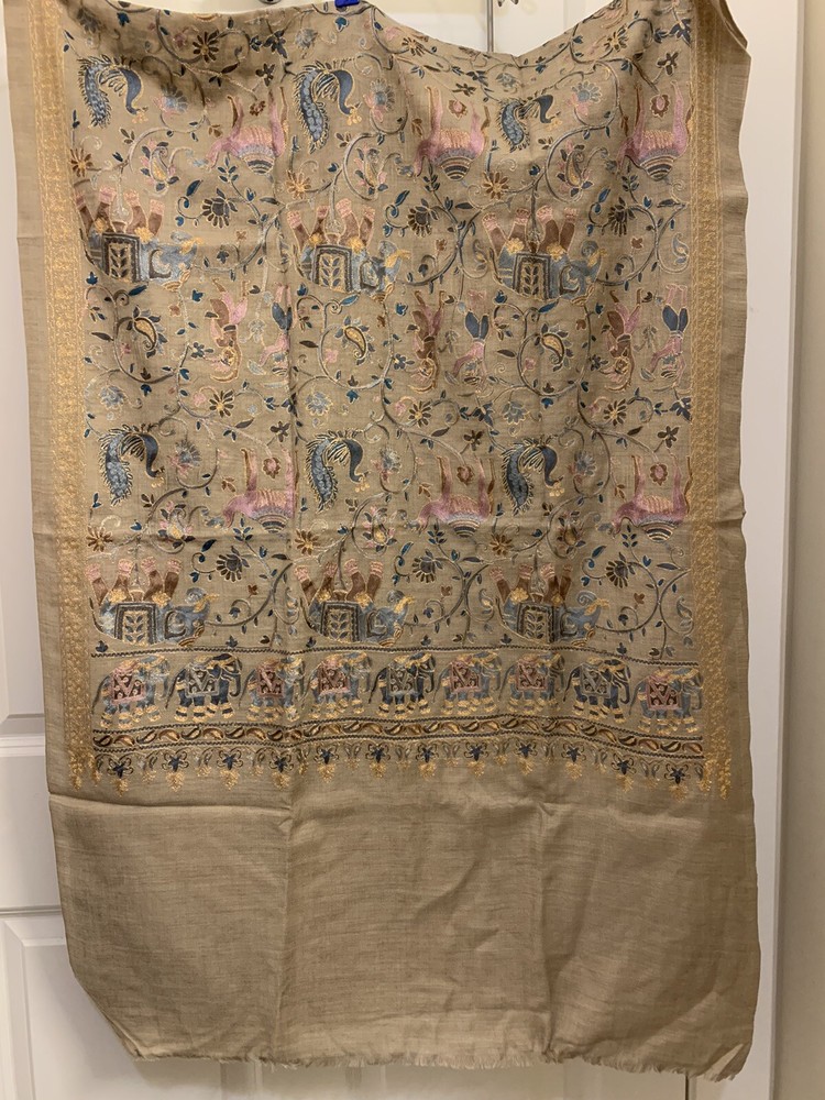 Embroidered cashmere scarf women new #389