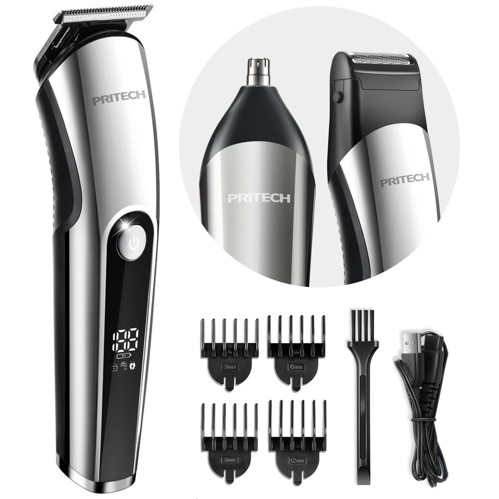 PRITECH 3-in-1 Men's Grooming Kit - Beard Trimmer, Hair Clipper & Nose Ear Trimmer