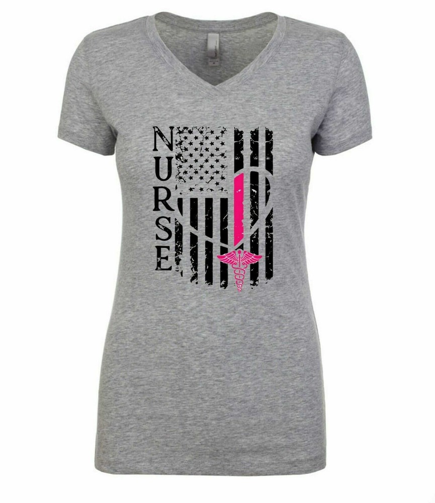 NEW! NURSE RN USA Flag Pride Memorial Independence Day T-shirts Hoodies S-3XL-image