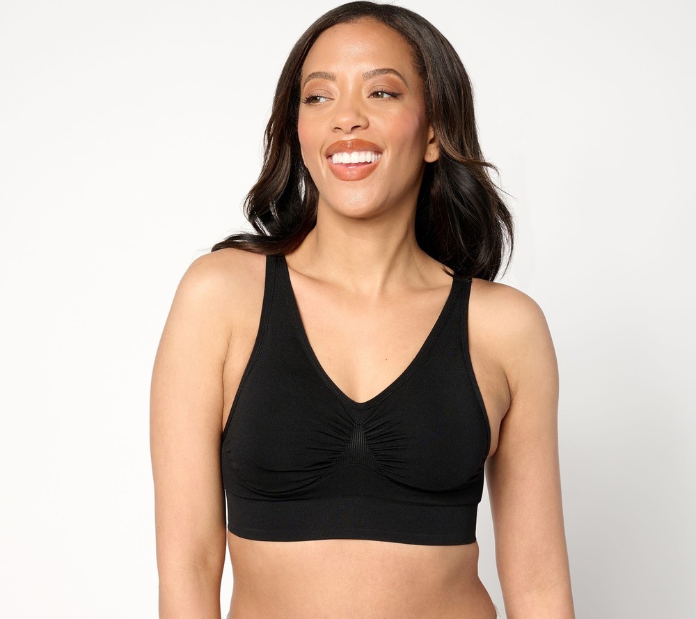 Anybody Women's Bra Sz L  Intimates Wirefree Cuplift Seamless Black A639397